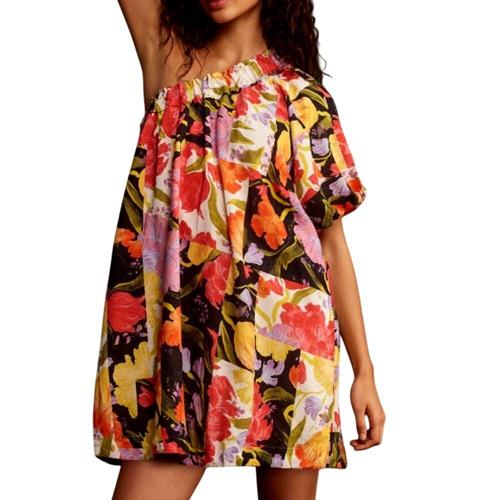 Yukiko Noritake for ANTHROPOLOGIE one shoulder mini shift dress XS